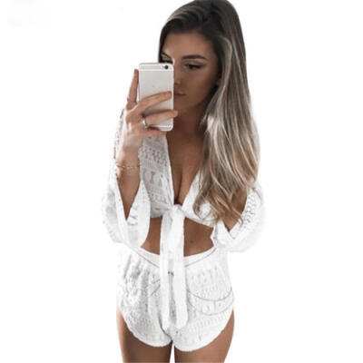 

Womens Celeb Sexy Mini Playsuit White Jumpsuit Summer Shorts Beach Sun Dress G2