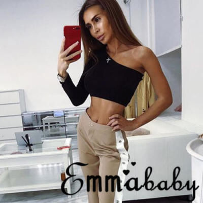 

Emmababy Women Trendy Summer Long Sleeve One Shoulder Shirt Blouse T-Shirt Top