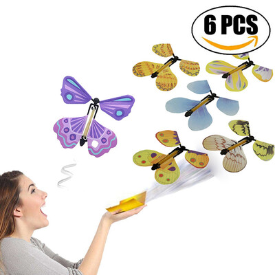 

Flying Butterfly6 PCSPranks And MagicCards With Flying In The Book Butterfly Rubber Band Powered Wind Up Butterfly Toy Great Su