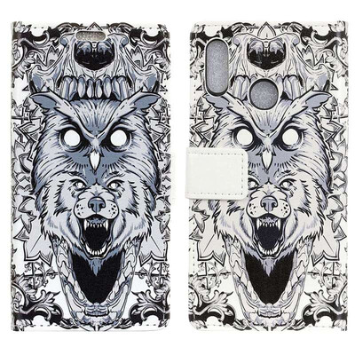 

MOONCASE BQ Aquaris C Painted Leather Case - White Wolf