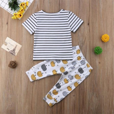 

2PCS Infant Toddler Kids Baby Girls Outfits Set Clothes T-shirt TopsLong Pants