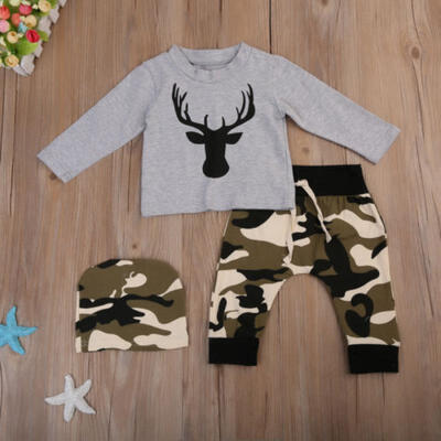 

3pcs Toddler Kid Baby Boy Clothes Long Sleeve T shirt Tee Tops Pants Outfits Set