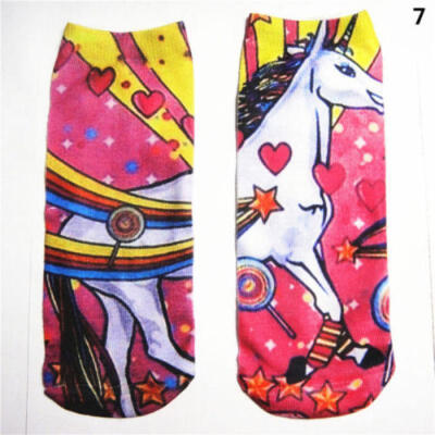 

Angle Horse Unicorn Cartoon Animals 3D Print Harajuku Low Cut Ankle Cotton Socks