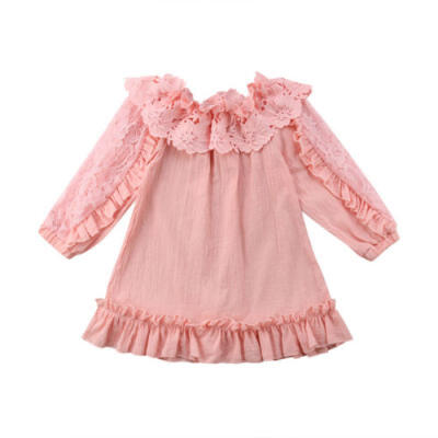 

UK Princess Kid Baby Girl Dress Lace Floral Off Shoulder Party Gown Dresses 2-7Y