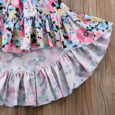 

2PCS Summer Kids Baby Girl Off Shoulder Lace Tops Floral Skirts Outfits Clothes