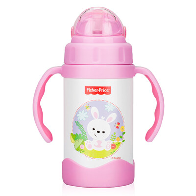 

Fisher-Price cups children's double handle water bottle baby cartoon insulation drink cup 300ML pink