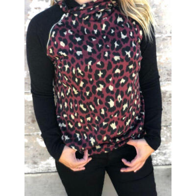 

US Womens Long Sleeve Loose Jumper Hoodie Leopard Print Sweatshirt Pullover Tops