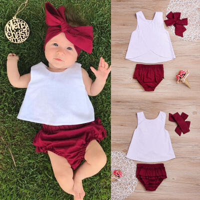 

Infant Toddler Clothes Baby Girl Tank Top DressShorts PantsHeadwear Outfit Set