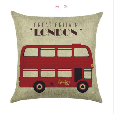 

45cm45cm A retro bus linencotton throw pillow covers couch cushion cover home decorative pillows