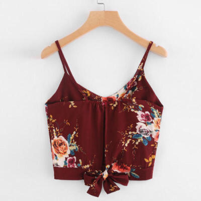 

Summer Women Casual Floral Tank Top Blouse Ladies Slim Print Crop Top T-Shirt