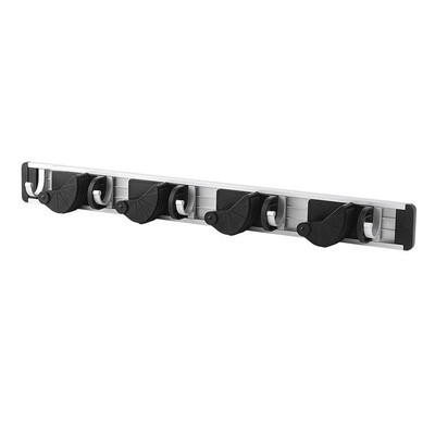 

UpperX Wall Mop Mount&Broom Holder Aluminum Alloy Organizer Garage StorageSolutions Mounted 4 Position 5 Hooks