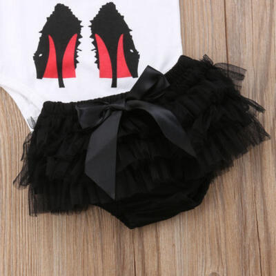 

UK Newborn Baby Girl Infant Romper Jumpsuit Bodysuit Tutu Dress Outfits 2pcs