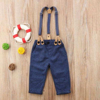 

Newborn Infant Baby Boy Clothes Dinosaur Tops Romper Denim Bib Pants 2Pcs Outfit