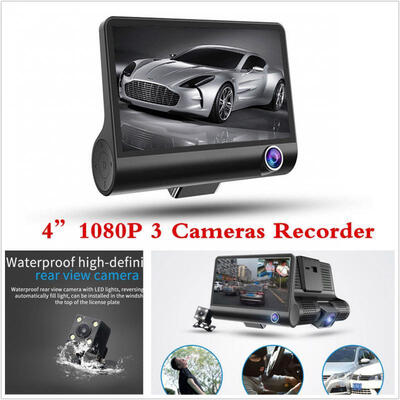 

4 inch FullHD 1080P Dual Lens Car DVR Dash Cam Rearview Video Recorder 3 Cameras