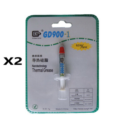 

GD Brand 2 Pieces GD900-1 Heat Sink Compound Thermal Grease Paste Silicone Containing Silver Gray Net Weight 1 Gram For CPU BR1