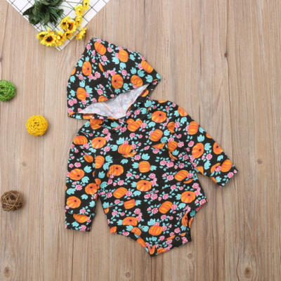 

Newborn Baby Boy Girl Pumpkin Cotton Romper Halloween Jumpsuit Bodysuit Clothes