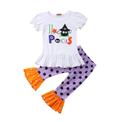 

Toddler Baby Girls Halloween Outfits T-shirt TopsPolka Dot Pants Outfits Set