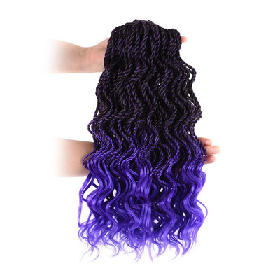 

3Packs 14inch Senegalese Twist Crochet Hair Wave Synthetic Crochet Braiding Hair Curly Ends Hair Extensions