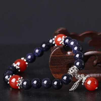 

Natural jewelry five lines transfer pearl sands blue sand stone womens bracelet red agate bracelet
