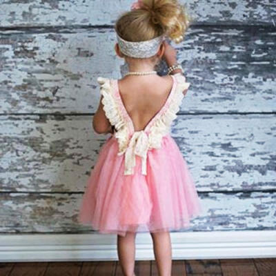 

Princess Toddler Kids Girls Pink Lace Tulle Tutu Dress Party Dresses 2-7Y