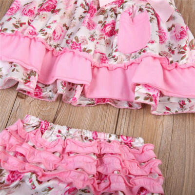 

Newborn Baby Girl Floral Ruffles Tops Pants Shorts Headband Outfits Clothes