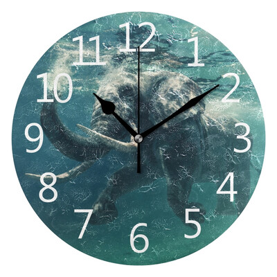 

Wall Clock An Elephant Underwater Round Wall Clock Arabic Numerals Design