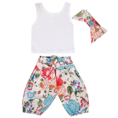 

3pcs Newborn Infant Baby Girls Sleeveless Tops Floral Long Pants Clothes Outfits