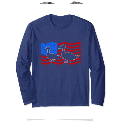 

American Flag Ducks Long Sleeve Tee for Men or Women