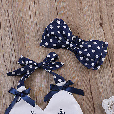 

New Baby Girl Clothes Anchor TopsPolka Dots Briefs Outfits Set Sunsuit 0-24M AU