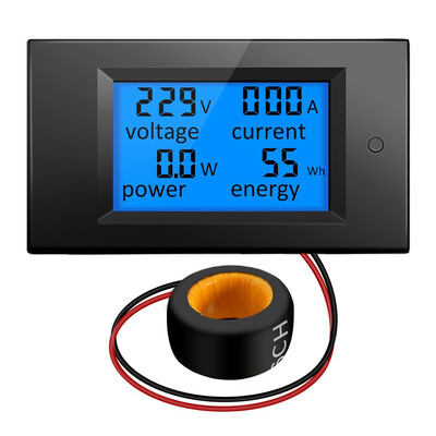 

100A AC 80V-260V 20A 100A 4 in 1 Digital LCD Panel Digital Power Watt Monitor Current Voltmeter Ammeter Voltage KWh Multimeter T