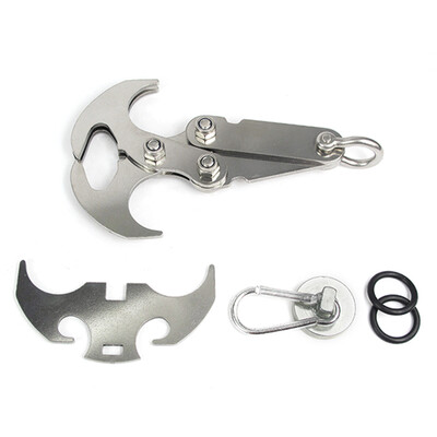 

Large Size Stainless Steel Gravity Hook Carabiner Strong Magnet Outdoor Foldable Grappling Claws Multifunctional Car traction Resc