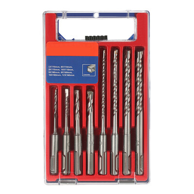 

8pcs 2 Pits 2 Slots SDS Shank YG8 Carbide Masonry Drills Rotary Hammer Impact Drill Bits Set for Drilling Concrete Brick Tile 5mm