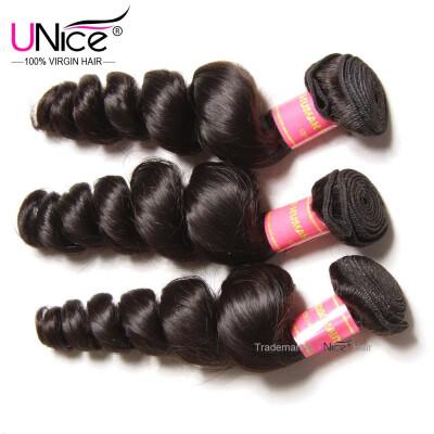 

UNice Hair 8A Peruvian Loose Wave Virgin Human Hair Weaves 3 Bundles