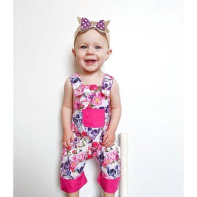 

Newborn Infant Baby Girl Floral & Skull Romper Bodysuit Sunsuit Clothes Outfits