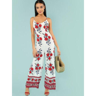 

Women Clubwear Playsuit Bodycon Party Casual Floral Jumpsuit Romper Trousers UK