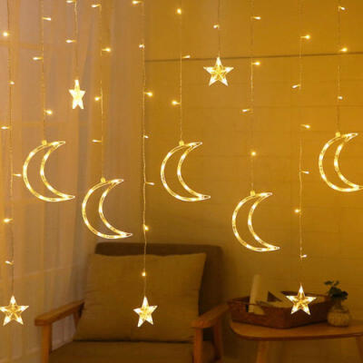 

Plug In LED Moon & Star Curtain Lights Fairy String Shop Window Display Xmas