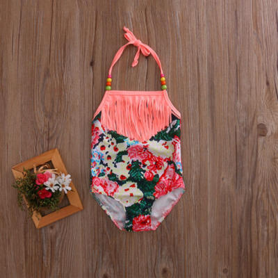 

Child Female Girls Swimsuit Bikini Set Floral Clover Beach Backless Outfit PR