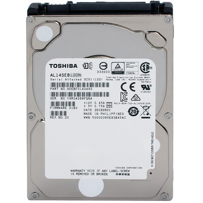 

TOSHIBA 12TB 10500 RPM 128M SAS 25-inch Enterprise Hard Drive AL14SEB120N