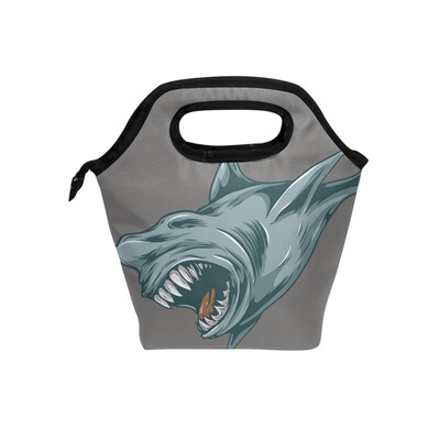 

Lunch Tote Bag Open-Mouthed Shark Travel Picnic Insulated Lunch Handbags Portable Zipper Lunch Bag Box