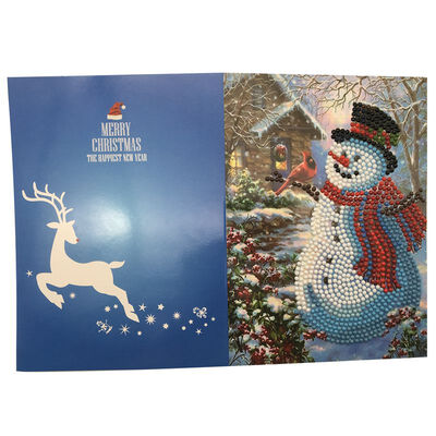 

UpperX 5D DIY Diamond Painting Cartoon Merry Christmas Card Paper Greeting Postcards Crafts Kids Festival Greet CardsSnowman