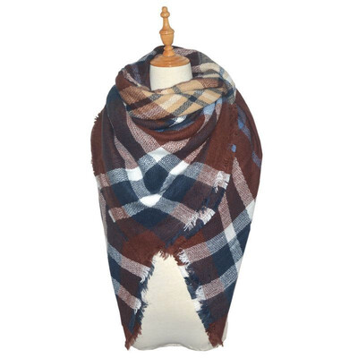 

Outdoor Womens Plaid Blanket Winter Scarf Warm Cozy Tartan Wrap Oversized Shawl Cape