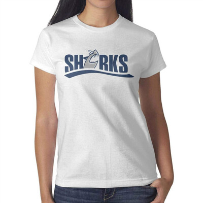 

Shark Birthday Sharks Decor Womens White T-Shirt Cotton Lightweight T-Shirts