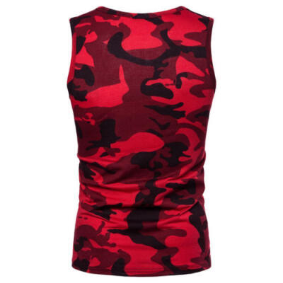 

Men O-Neck Muscle Sleeveless Shirt Casual Slim Fit Camo T Shirt Tee Tank Top UK