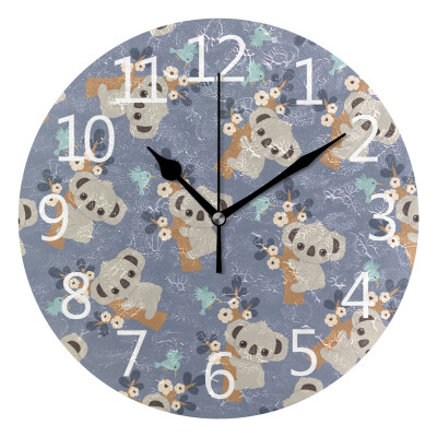 

Wall Clock Koala Floral Round Wall Clock Arabic Numerals Design