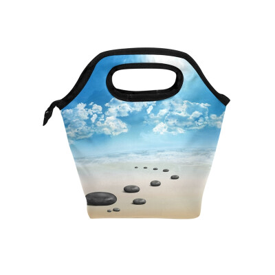 

Lunch Tote Bag Stone Tree Travel Picnic Insulated Lunch Handbags Portable Zipper Lunch Bag Box