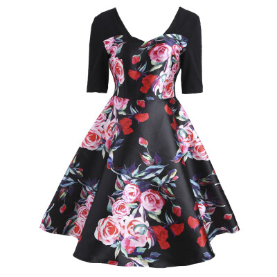 

Sweetheart Printed A Line Dress