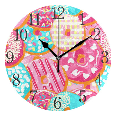 

Wall Clock Arabic Numerals Design Colorful Doughnut Round