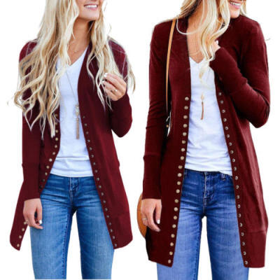 

NEW WOMENS LADIES LONG SLEEVE BOYFRIEND CARDIGAN WITH POCKETS Free Return