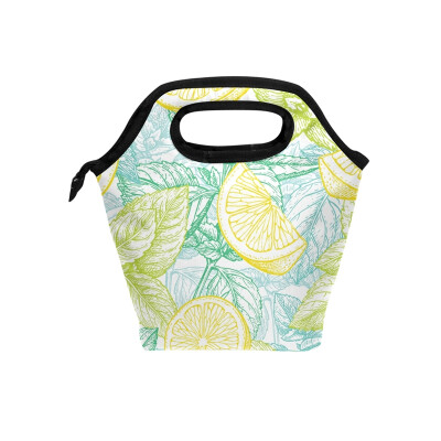 

Lunch Bag Tote Bag Leaves Lemon Travel Picnic Organizer Lunch Holder Handbags Lunch Bag Box for Office