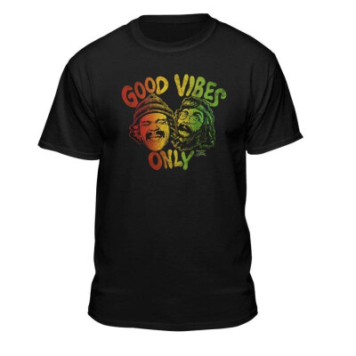 

Cheech & Chong up in Smoke Good Vibes Only Official Jamaican Rasta T-Shirt